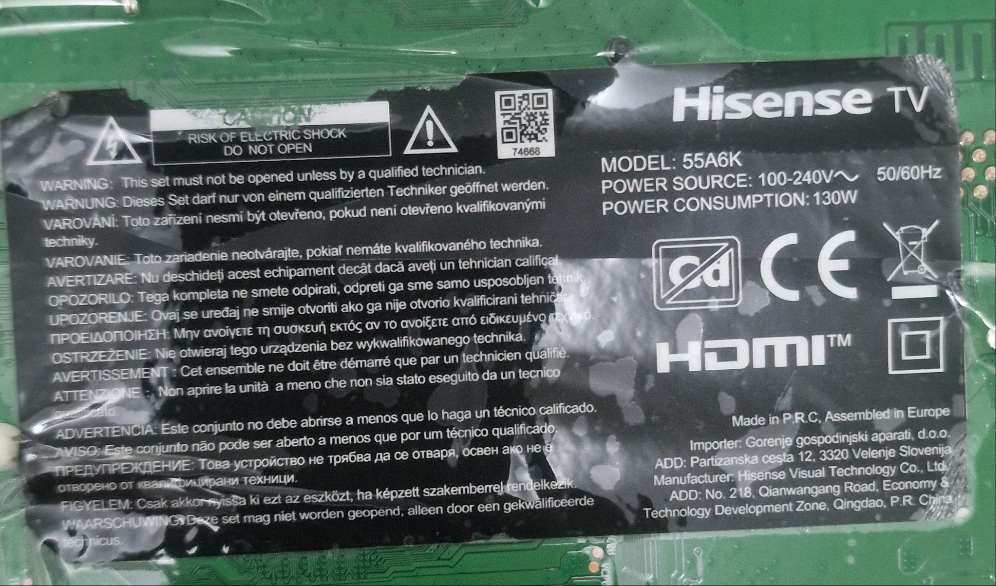 RSAG7.820.11133/ROH T-Con Board Hisense