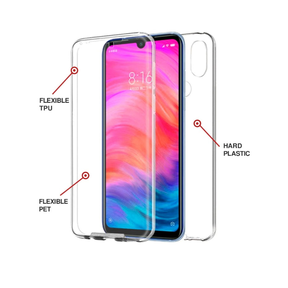 Funda para Xiaomi Redmi Note 7 [6.3"] - Carcasa [Transparente] Completa [Silicona TPU] Doble Cara [360 Grados] Protección Integral Total Delantera Trasera Lateral Móvil Resistente