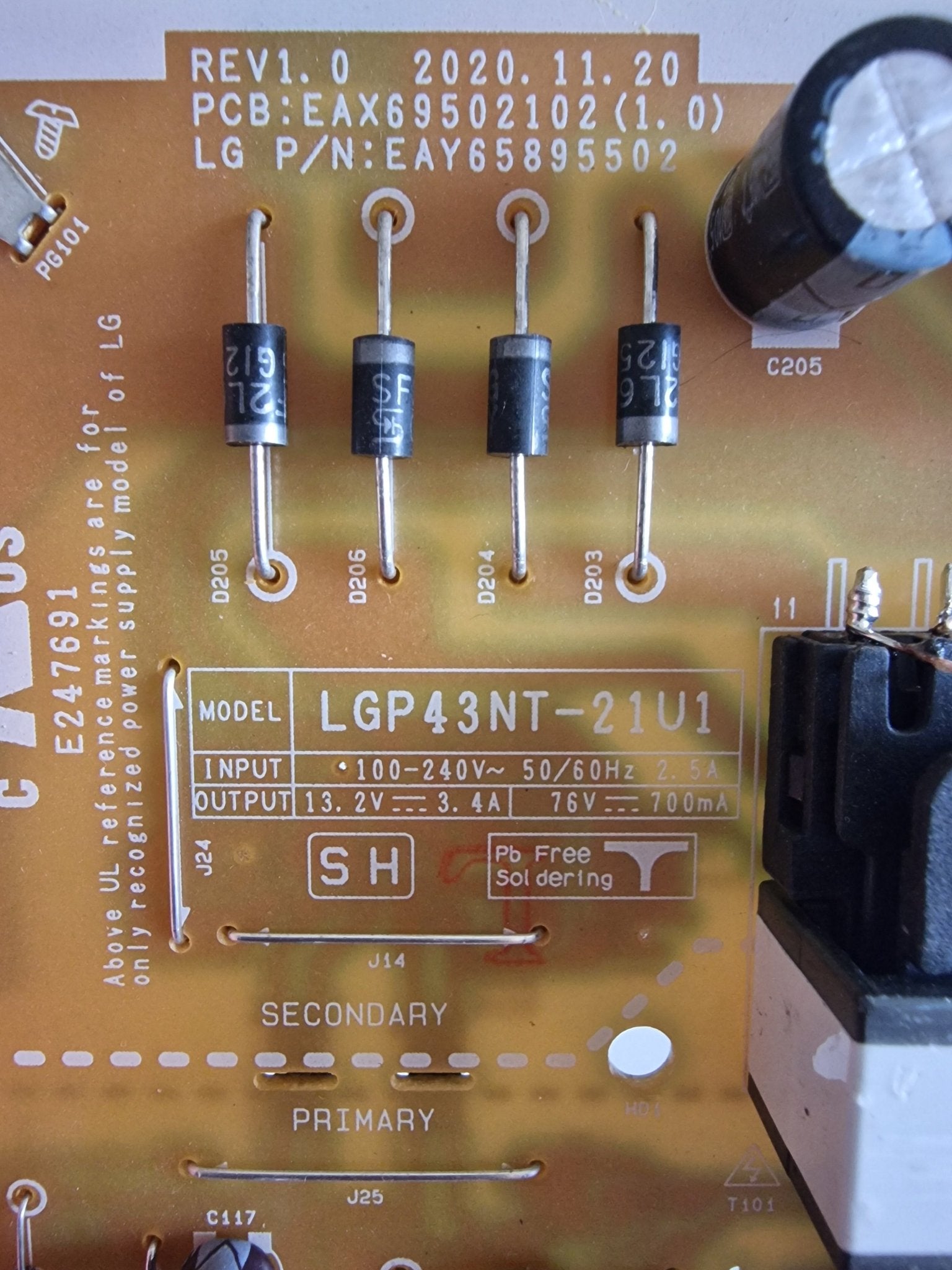 Fuente de alimentacion EAX69502102 (1.0) LG - PIEZASTV