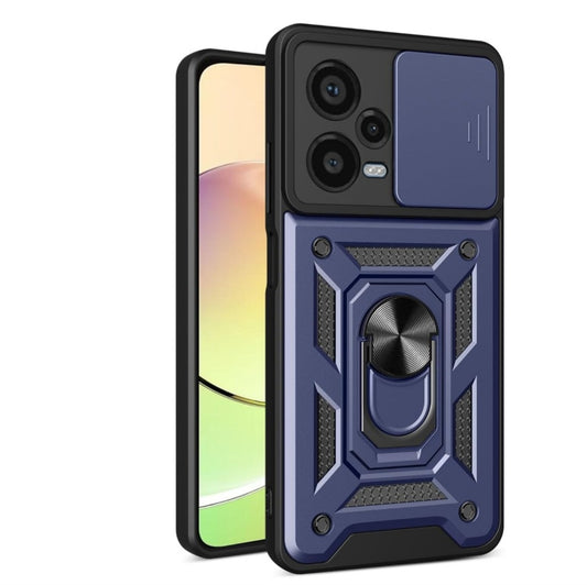 Funda para Xiaomi Redmi Note 12 Pro+ Plus 5G, Antigolpes PC+TPU Silicona Carcasa, Anticaída Premium Estuche. Caso con Soporte Magnético Anillo y Cámara Cubierta Deslizante. Azul